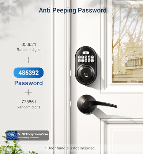 Veise Keyless Entry Door Lock, Electronic Keypad Deadbolt, Keyed Entry, Auto Lock, Anti-Peeking Password, Back Lit & Easy Installation Design, Matte Black - Image 3