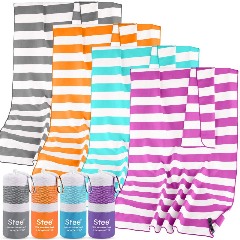 Sfee 2 in 1 Microfiber Beach Towel Quick Dry Towel Camping Travel Towel Super Absorbent Compact Lightweight Sports Towel Gym Towel Set for Beach Gym Hiking Pool Backpacking Bath Yoga