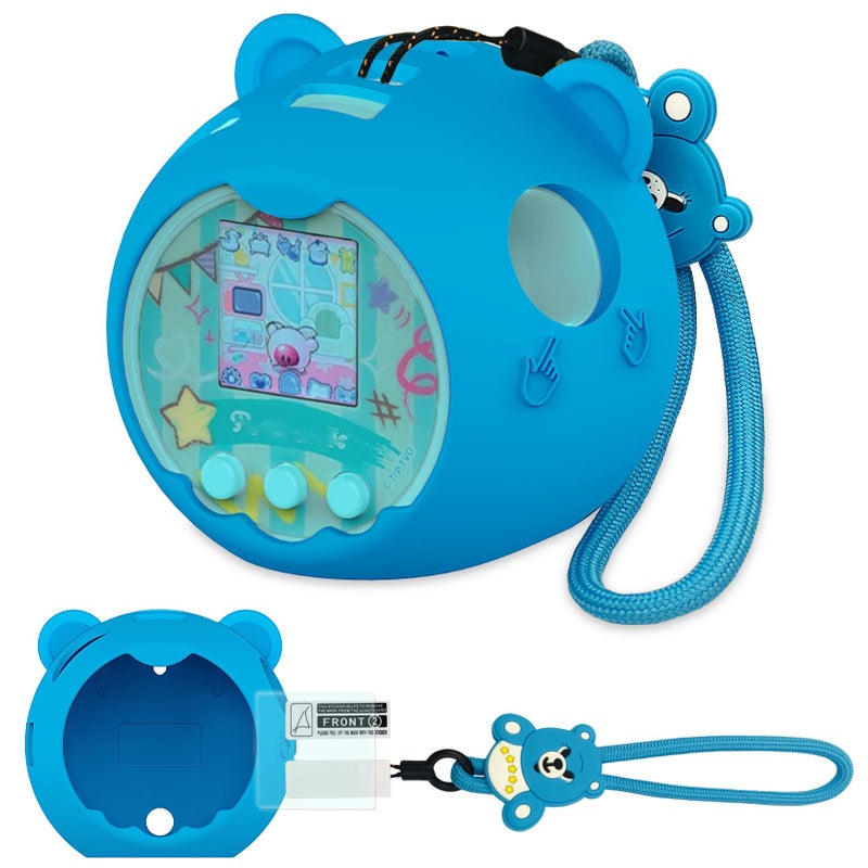 JCHPINE Silicone Cover Case for Punirunes Interactive Digital Toy Protective Skin Sleeve for Punirunes Digital Pet Toys Squishy Characters Electronic Pets Accessories Blue Case - Image 3