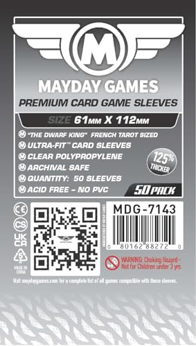 Mayday Games 50 MayDay 61 x 112 Dwarf King French Tarot Premium Card Sleeves Board Game Board Game Cases - Image 1