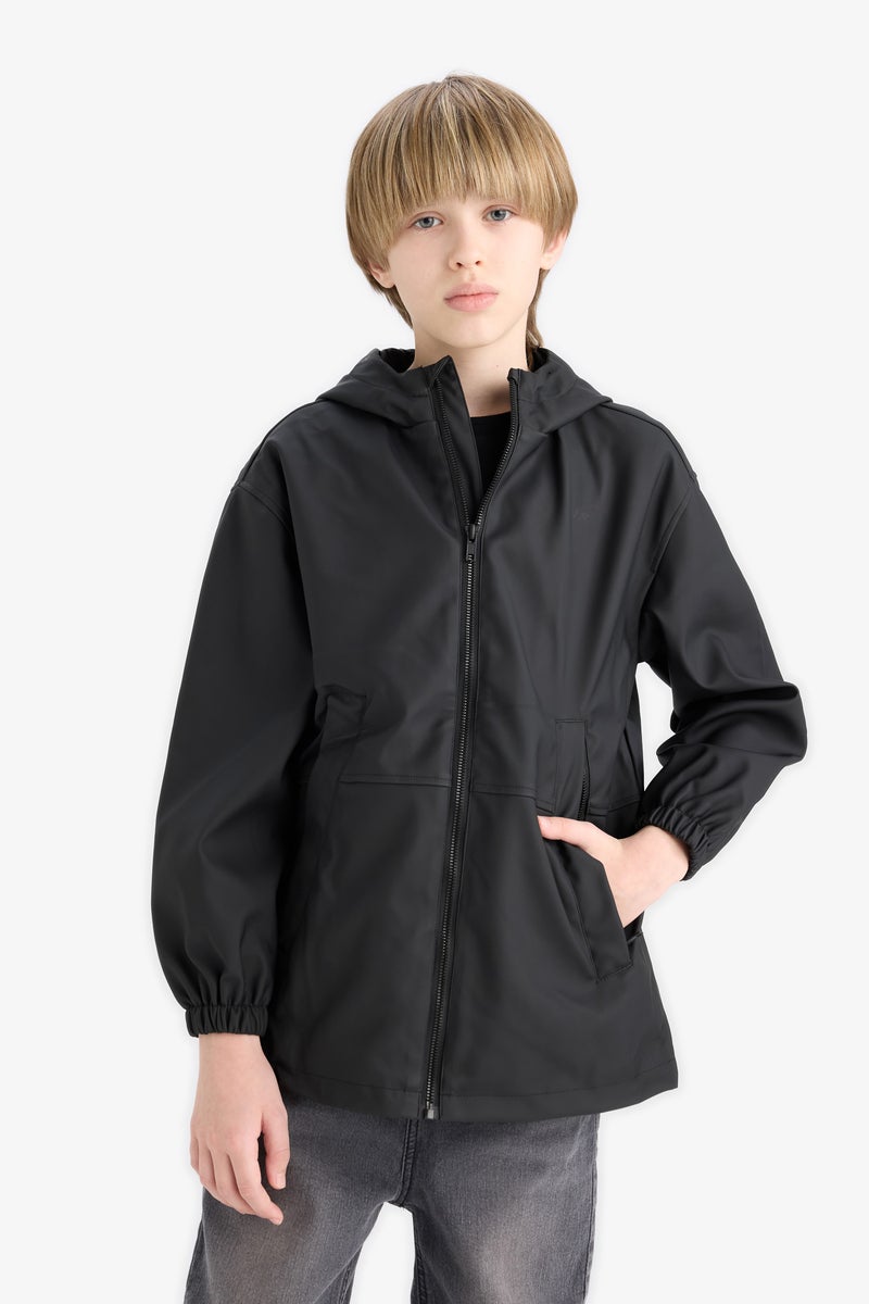 DeFacto Black Boy Boy Waterproof Hooded Rain Jacket Casual - Image 3