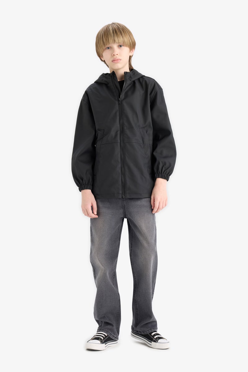 DeFacto Black Boy Boy Waterproof Hooded Rain Jacket Casual - Image 2