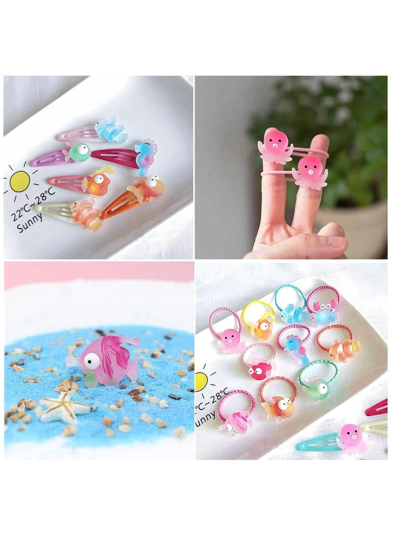 KASTWAVE 50 Pieces Flatback Ocean Animals Resin Slime Charms Jewelry Making Charms Cute Earing Pendant Key Chain Charms for Earrings Necklace Keychain Making DIY Scrapbooking Crafts Cell Phone Case Making - Image 4
