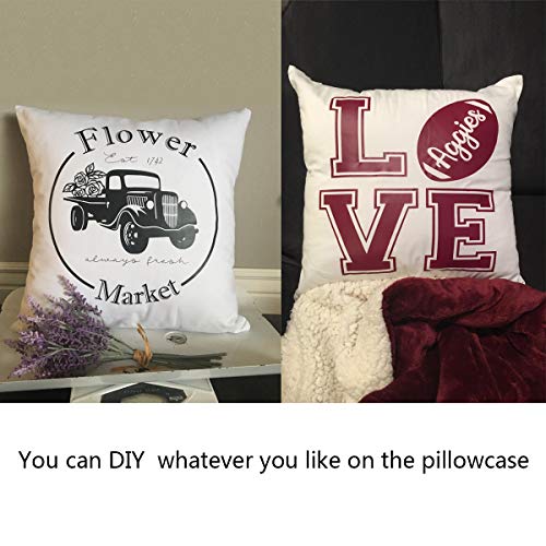 Thmyo 4-Pack 100% Cotton Comfortable Solid Decorative Throw Pillow Case Square Cushion Cover Pillowcase Sublimation Blank Pillow Covers Christmas DIY Throw Pillowcase (18x18inch/45x45cm,White) - Image 2