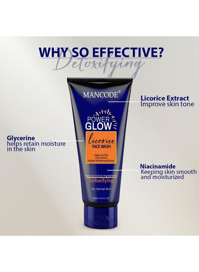 MAN CODE Mancode Power Glow Face Wash For Men With Licorice Extract 100Ml Oil Control Deep Cleansing All Skin Types Glow Boosting Cleanser For Uneven Skin Tone  - Image 5