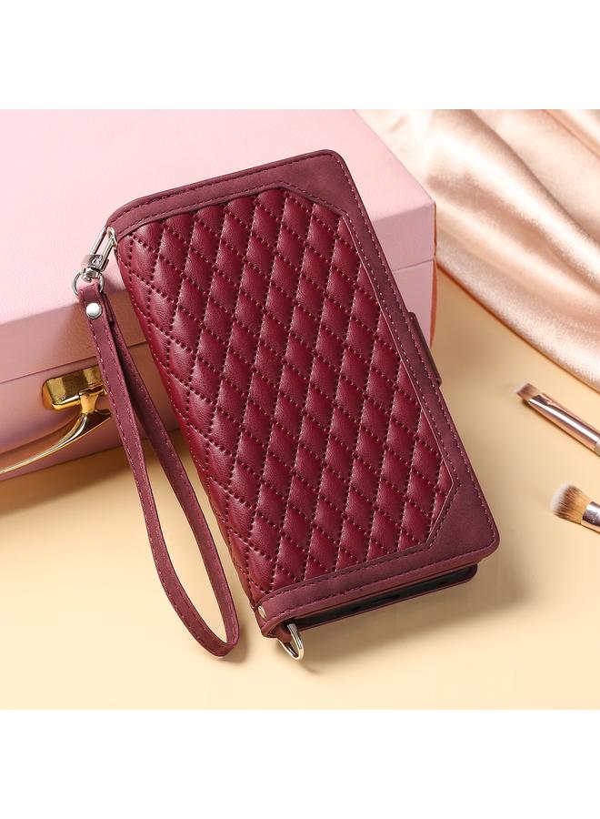 اس-توب جراب هاتف iPhone 16 Pro مصنوع من الجلد بسحاب وملمس شبكي مع حبل - Image 2