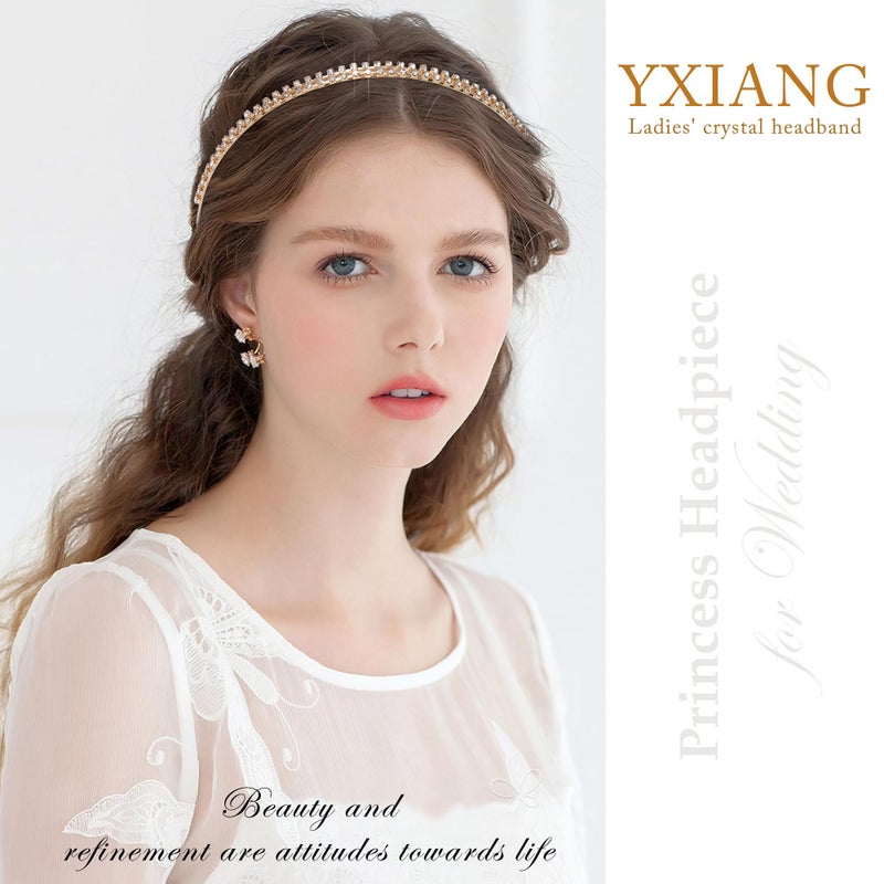 Yxiang 8PCS Crystal Headbands for Women, Pearls Flower Hairbands Fashion Rhinestone Headband Gold Sliver Metal Decorative Headpiece Headdress Kid Girl Women Bride - Image 5