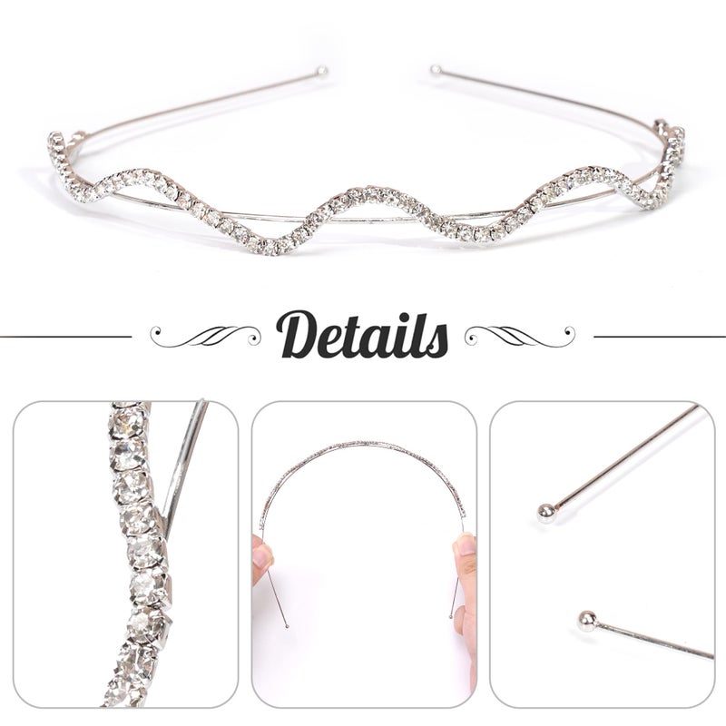 Yxiang 8PCS Crystal Headbands for Women, Pearls Flower Hairbands Fashion Rhinestone Headband Gold Sliver Metal Decorative Headpiece Headdress Kid Girl Women Bride - Image 1
