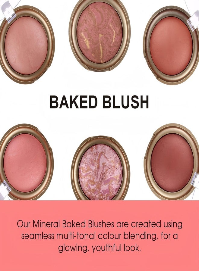 MAEPEOR Powder Baked Blush 6 Colors Natural Glow Marbleized Baked Powder Blush Lightweight Buildable Shimmer Blusher (03 ETHEREAL) - Image 2