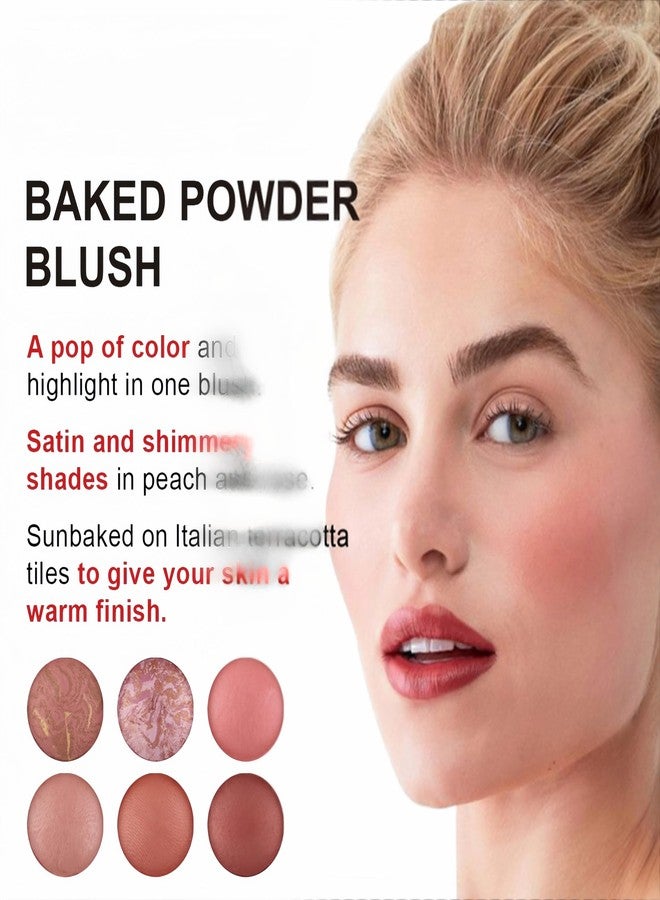 MAEPEOR Powder Baked Blush 6 Colors Natural Glow Marbleized Baked Powder Blush Lightweight Buildable Shimmer Blusher (03 ETHEREAL) - Image 5