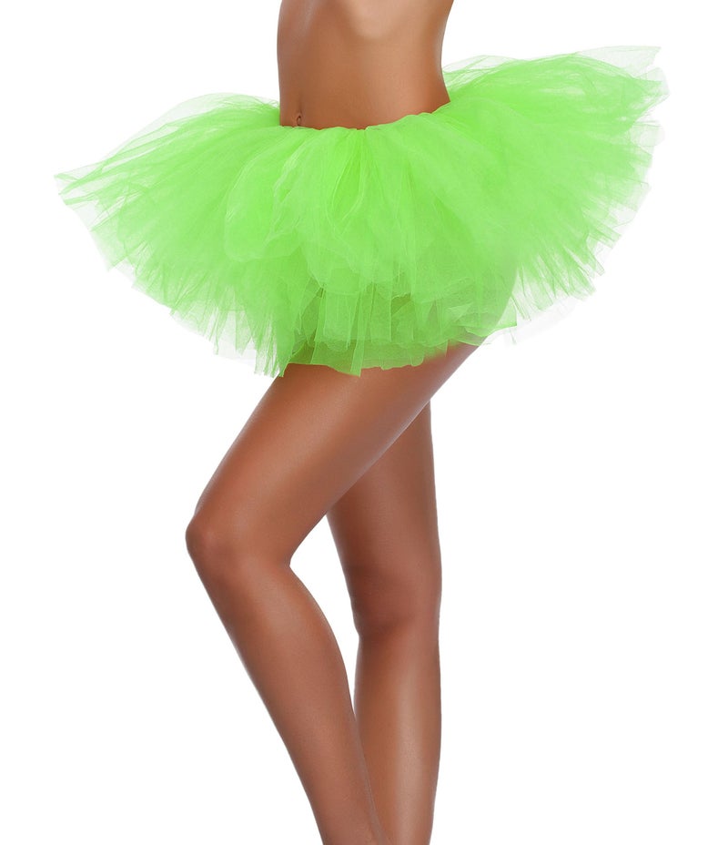 v28 Women's Teen Adult Classic Elastic 3 4 5 Layered Tulle Tutu Skirt (One Size, Green 5Layer) - Image 2