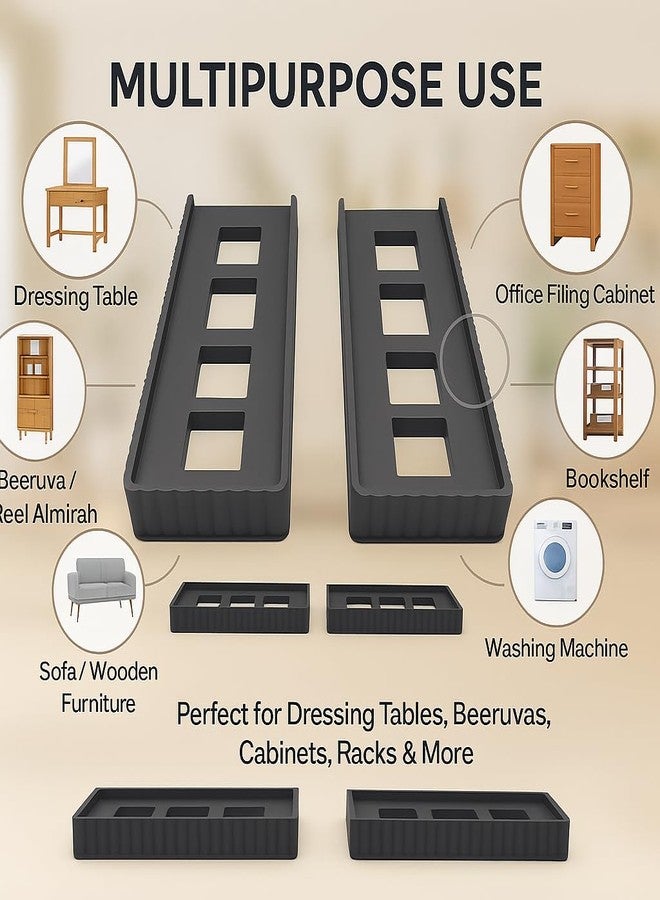 URBAN SELECT™ Heavy Duty Almirah Stand - Multipurpose Base Support for Dressing Tables, Book Racks, Office Cabinets, Steel Almirahs & More (2 Pc Set) - Image 4