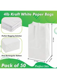 Perfect Stix 4lb Kraft White Paper Bags - Pack of 50 Count (Kraft White Bag 4lb-50CT) White in Color. - pzsku/Z55796D5B69DB545A9F94Z/45/_/1740118984/4fe49ab7-11d9-4a94-a358-64a6c40cae51