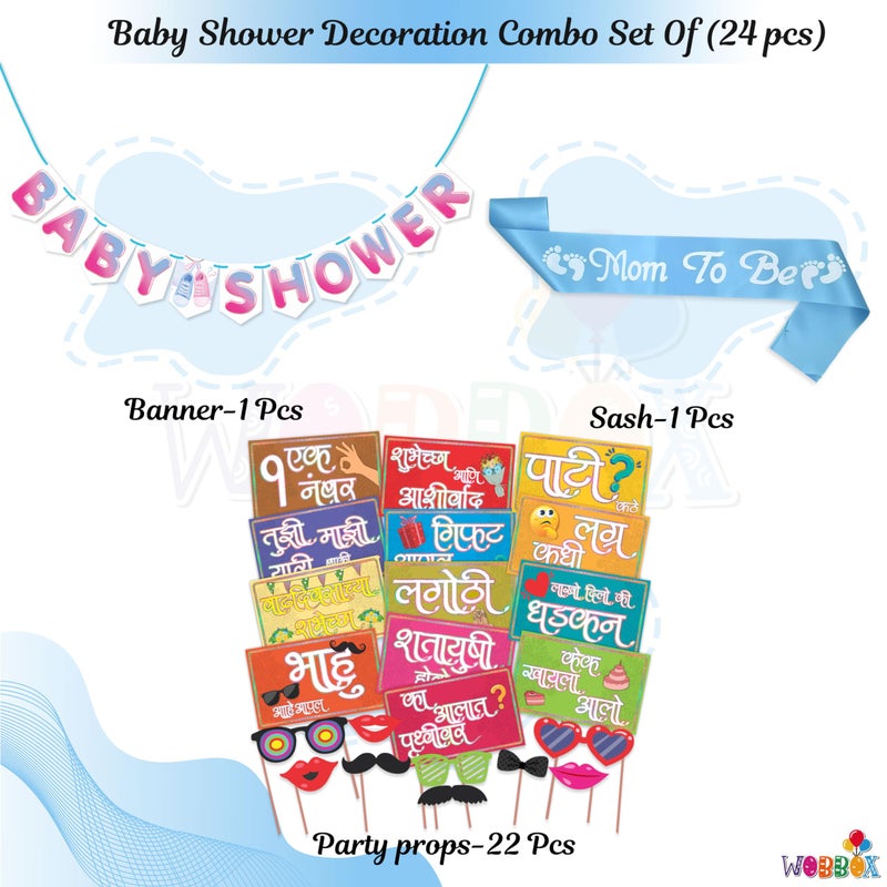 Wobbox Baby Shower Decoration Items| Baby Shower Ceremony Photo Booth Props For Photoshoot, Baby Shower Banner& Mom To Be Sash, Godh Bharai Ceremony Decoration Kit-(FP4902) - Image 2