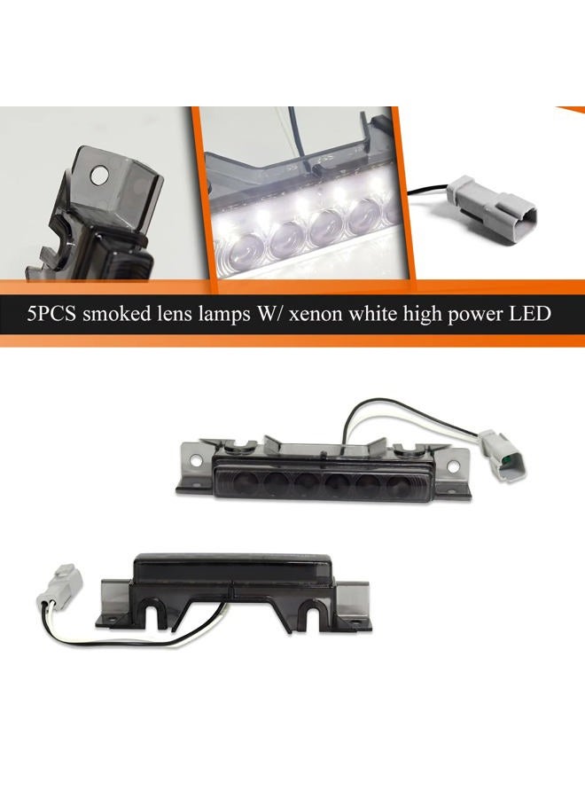 Adiil 5PCS White 6LED Cab Roof Top Clearance Light Assembly Smoked Lens Marker Running Lamps Compatible with Volvo 2004 VN/2003-2020 VNL Trucks - Image 3