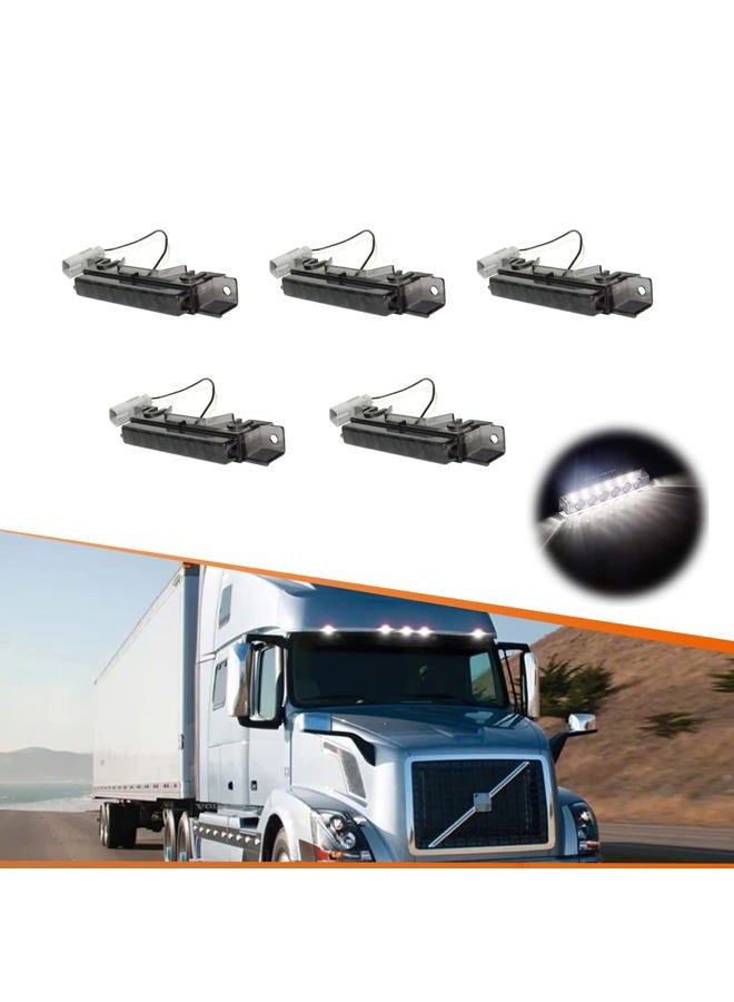 Adiil 5PCS White 6LED Cab Roof Top Clearance Light Assembly Smoked Lens Marker Running Lamps Compatible with Volvo 2004 VN/2003-2020 VNL Trucks - Image 1