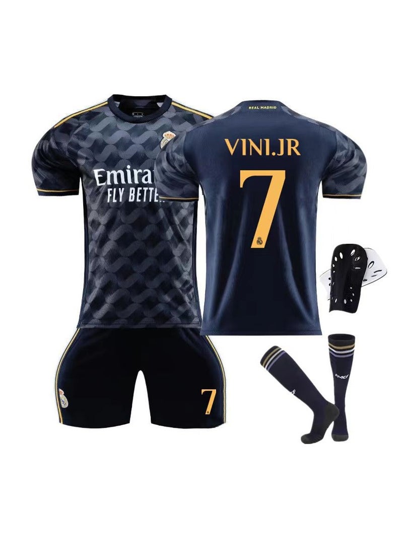 general 23-24 Real Madrid away jersey No. 7 Vinicius adult children's football uniform suit suitable for giving gifts to fans and friends 
