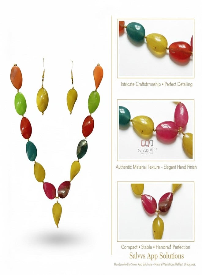 Salvus APP SOLUTIONS Traditional Multicolor Stone Necklace Set for Women - Image 4