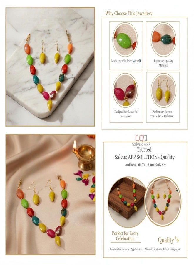 Salvus APP SOLUTIONS Traditional Multicolor Stone Necklace Set for Women - Image 3