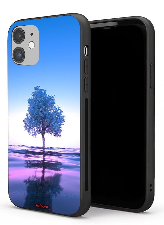 Tolwak - Apple iPhone 11 Protective Case Tree Neon Body Of Water Reflection Digital Art - Image 1