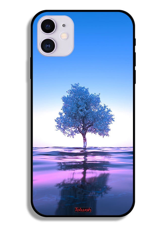 Tolwak - Apple iPhone 11 Protective Case Tree Neon Body Of Water Reflection Digital Art - Image 1