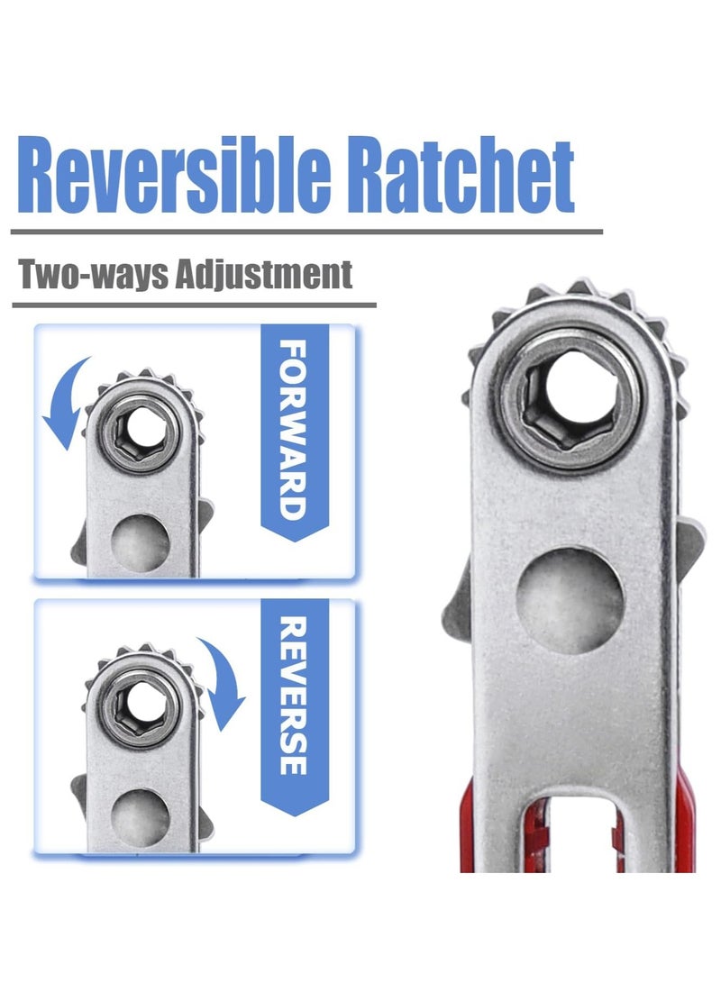 KASTWAVE Mini Ratchet Wrench, 1/4 Inch Drive Ratcheting Screwdriver, Wrenches Elbow Head and Flat Head High Torque Offset Reversible Drive Handle for 1/4-Inch Hex Shank Drill, Screwdriver Bits, 2 Pcs - Image 4
