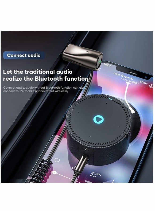 Bluetooth 5.0 Aux Adapter for Car, 3.5mm Wireless Receiver with Built-in Microphone for Hands-Free Calls, Car Bluetooth Adapter for Seamless Audio Streaming - Image 2
