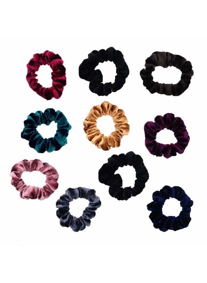 PIDOUDOU 10 Pack Small Size Scrunchies Elastic Hair Ties for Women Hair Ropes - Image 1