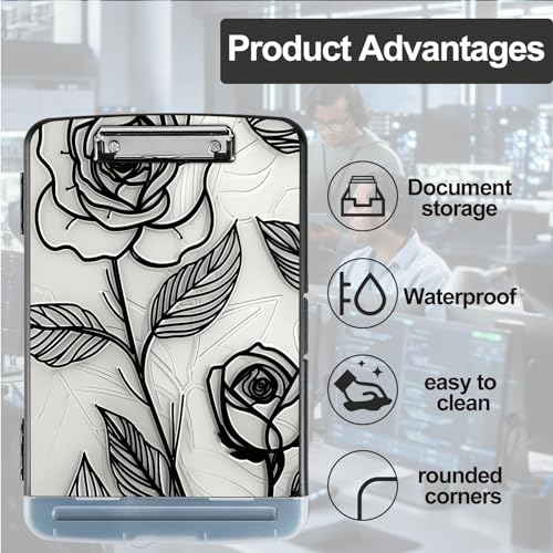 Tudguiloae Cute Pattern Design Clipboard with Storage - Lightweight Letter/A4 Size Clipboard, Ideal for Teachers, Nurses, Office Women, and Students - 9.5 x 14.2 Inch (Rose) - Image 3