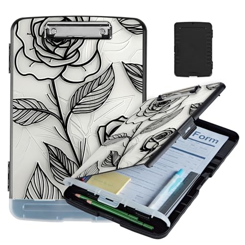 Tudguiloae Cute Pattern Design Clipboard with Storage - Lightweight Letter/A4 Size Clipboard, Ideal for Teachers, Nurses, Office Women, and Students - 9.5 x 14.2 Inch (Rose) - Image 1