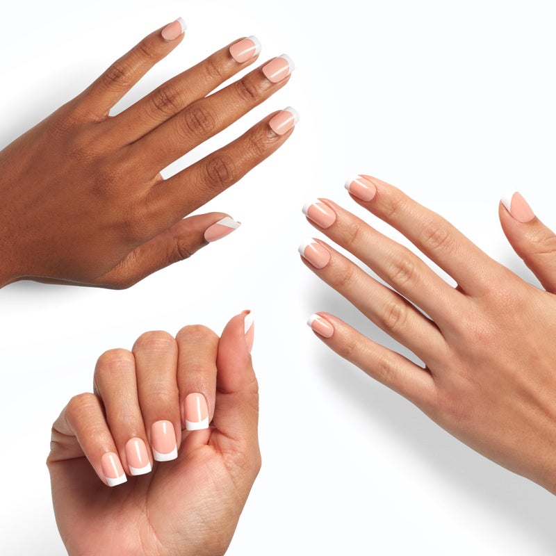 OPI On Point Fluent in French | Short Round Nude Pink & White French Tip Press On Nails | With Nail Glue | Long Lasting, Reusable, Non-damaging - Image 3