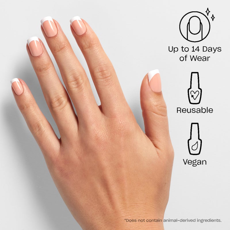 OPI On Point Fluent in French | Short Round Nude Pink & White French Tip Press On Nails | With Nail Glue | Long Lasting, Reusable, Non-damaging - Image 2