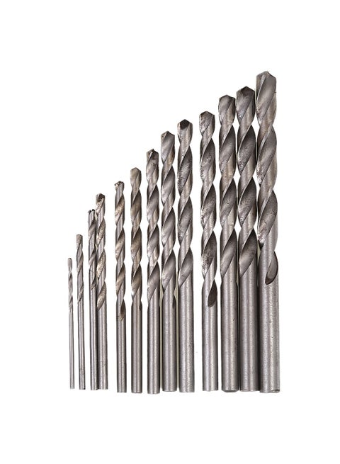 Wood Drill Bit Set - 13 Piece - HSS Jobber Twist Drill Bits with Fluted Design for Metal, Wood, Plastic, Ceramic, and Masonry – Ideal for Construction, Repairs, and Furniture Projects