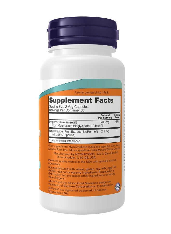 Now Magnesium Glycinate With BioPerine® 60Veg Capsules - Image 3