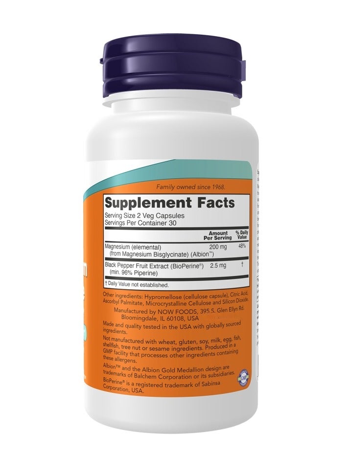 Now Magnesium Glycinate With BioPerine® 60Veg Capsules - Image 4