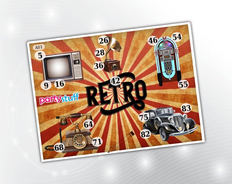 PartyStuff Tambola Housie - Retro kukuba (48 Piece) - Image 1