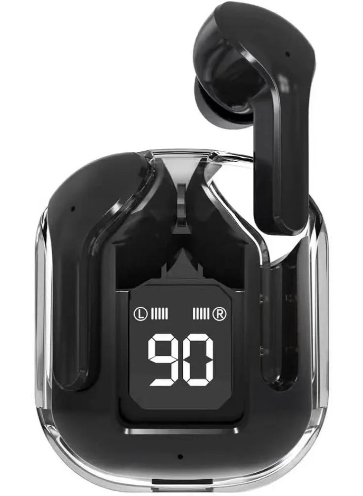 Earbuds , Wireless, Earphones Transparent with Deep Bass, Stereo Sound, Bluetooth Headphone with Charging Case, (black) - Image 1