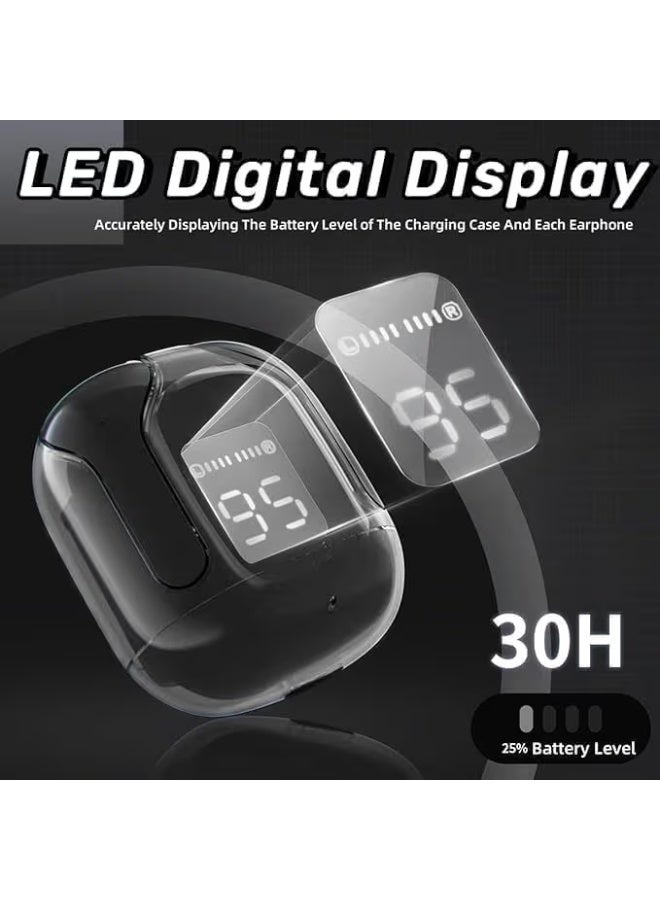 Earbuds , Wireless, Earphones Transparent with Deep Bass, Stereo Sound, Bluetooth Headphone with Charging Case, (black) - Image 3