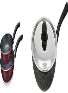 TRUEVAL Trueval frying pan set, 2 pieces (size 16-22), dark red + Lazord granite pans deep frying pan 28 plus with stainless cover, black 