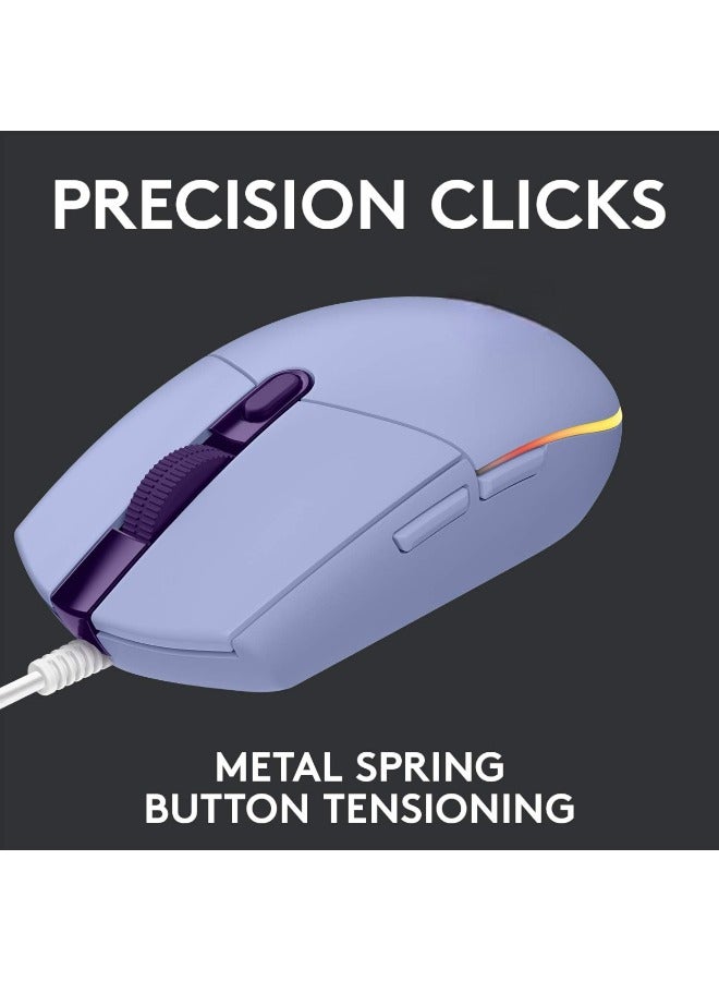 Wired Gaming Mouse with 8,000 DPI Sensor, LIGHTSYNC RGB, 6 Programmable ons, On-Board Memory, Screen Mapping, Compatible with PC and Mac – Lilac - Image 4