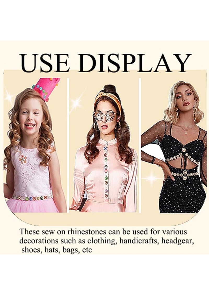 SYOSI 100 Pcs Flower Sew On Rhinestones Pearl Gold Base Crystals Pearls Beads Trim Sew Rhinestones for Clothes Shoes Earring Belt Crafts Sewing Accessories (12mm, Pearl) - Image 2