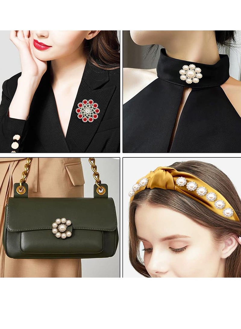 SYOSI 100 Pcs Flower Sew On Rhinestones Pearl Gold Base Crystals Pearls Beads Trim Sew Rhinestones for Clothes Shoes Earring Belt Crafts Sewing Accessories (12mm, Pearl) - Image 3