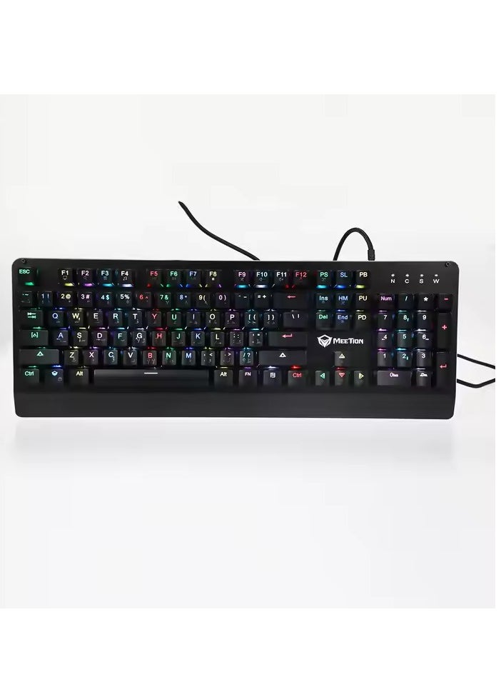 ميشين تصميم حصري من Meetion MK01، لوحة مفاتيح كاملة مضادة للظلال بإضاءة خلفية RGB، 12 اختصارًا للوسائط المتعددة، التوصيل والتشغيل، لوحة مفاتيح ألعاب ميكانيكية سلكية متوافقة مع نظام OUTEMU  - Image 3