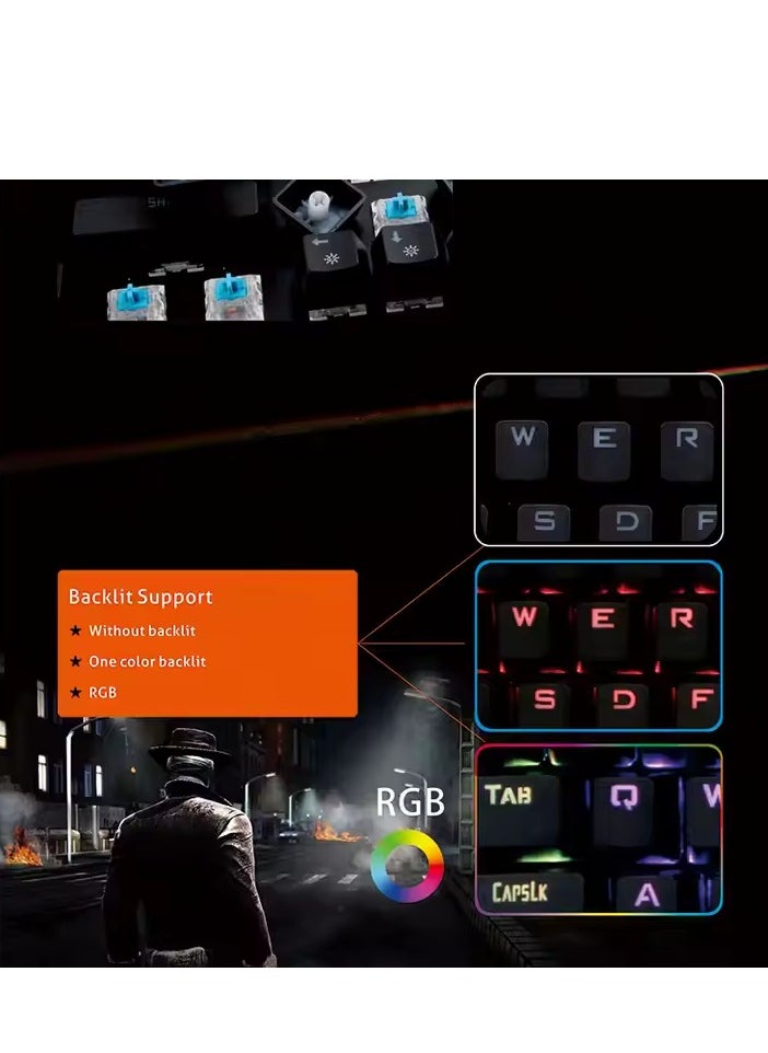 ميشين تصميم حصري من Meetion MK01، لوحة مفاتيح كاملة مضادة للظلال بإضاءة خلفية RGB، 12 اختصارًا للوسائط المتعددة، التوصيل والتشغيل، لوحة مفاتيح ألعاب ميكانيكية سلكية متوافقة مع نظام OUTEMU  - Image 5