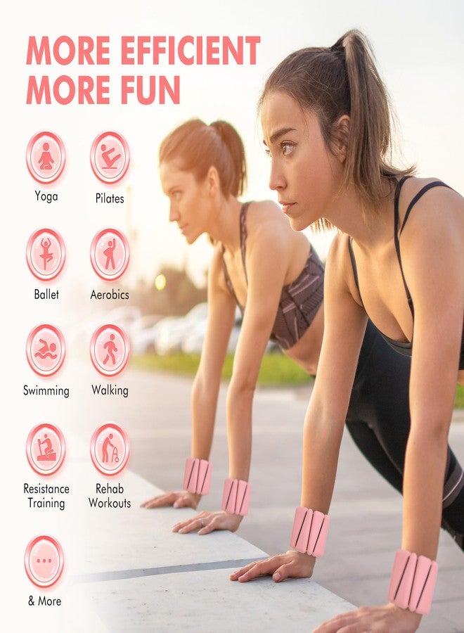 WUSOPU Wrist Weights, Ankle Weights for Women Men, Adjustable Wrist Weighted Bracelet for Home Gym Workout, Running, Yoga, Exercise, Strength Training, Set of 2 (1LB Each)-Pink - Image 3
