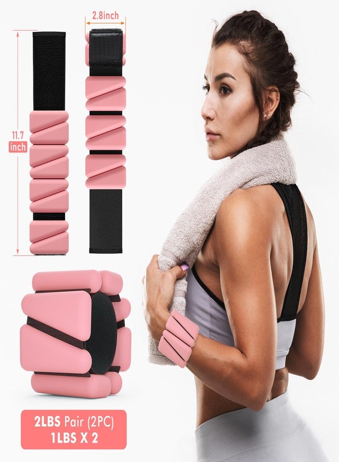 WUSOPU Wrist Weights, Ankle Weights for Women Men, Adjustable Wrist Weighted Bracelet for Home Gym Workout, Running, Yoga, Exercise, Strength Training, Set of 2 (1LB Each)-Pink - Image 2