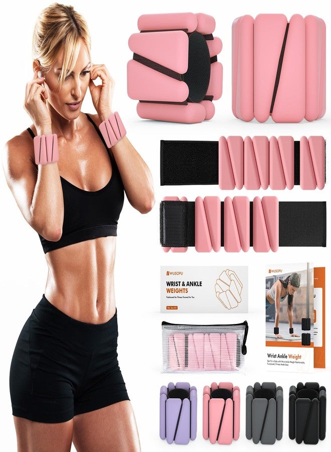 WUSOPU Wrist Weights, Ankle Weights for Women Men, Adjustable Wrist Weighted Bracelet for Home Gym Workout, Running, Yoga, Exercise, Strength Training, Set of 2 (1LB Each)-Pink - Image 1