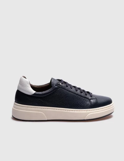 Cabani Leather Navy Blue Lace-up Men's Sports Shoes