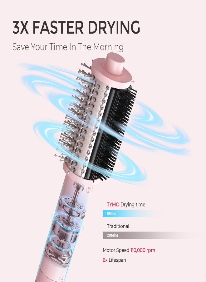 تايمو فرشاة تجفيف الشعر TYMO 4.0 - خفيفة الوزن، تجفف الشعر أسرع بثلاث مرات، فرشاة تجفيف الشعر الأيونية 5 في 1 تضيف لمعانًا وكثافة وامتلاءً لشعر ناعم، مضاد للتجعد، لتصفيفات الشعر المستقيمة والمجعدة والمجففة، لون وردي - Image 2