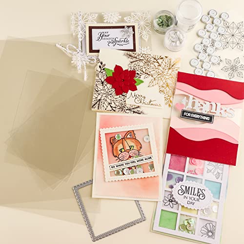 CYFUN DESIGN Heat Resistant Clear Acetate Sheets for Making Shaker Windows 50PCS/Set Transparent Plastic Sheets for DIY Scrapbooking Handmade Shaker Cards Album Photo Frame Accessories 4.3x6.3inch 0.005" Thickness - Image 4
